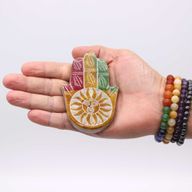 Porte-encens en pierre à savon Hamsa 9x6 cm - Visage de Soleil