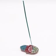 Porte-encens en pierre à savon Hamsa 9x6 cm - OM