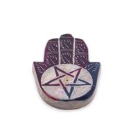 Porte-encens en pierre à savon Hamsa 9x6 cm - Pentagone