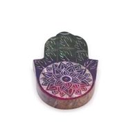 Porte-encens en pierre à savon Hamsa 9x6 cm - Fleur de Lotus