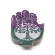 Porte-encens en pierre à savon Hamsa moyen 13x9 cm - Arbre de Vie