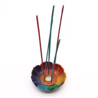 Porte-encens en pierre à savon Fleur de Lotus 10x3 cm - Couleurs des Chakras