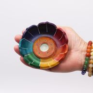 Porte-encens en pierre à savon Fleur de Lotus 10x3 cm - Couleurs des Chakras