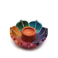 Porte-encens en pierre à savon Petit Fleur de Lotus 7,5x2,5 cm - Couleurs des Chakras