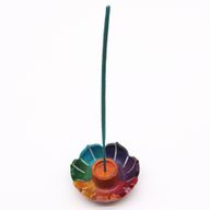 Porte-encens en pierre à savon Petit Fleur de Lotus 7,5x2,5 cm - Couleurs des Chakras