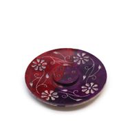 Porte-encens en pierre à savon Disque 8 cm - Floral (porte 5 bâtonnets)