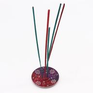 Porte-encens en pierre à savon Disque 8 cm - Floral (porte 5 bâtonnets)