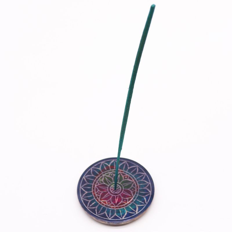 Porte-encens en pierre à savon Disque 8 cm - Lotus dans Lotus