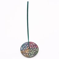 Porte-encens en pierre à savon Disque 8 cm - Fleur de Vie