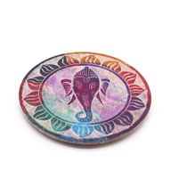 Porte-encens en pierre à savon Disque 10 cm - Ganesha