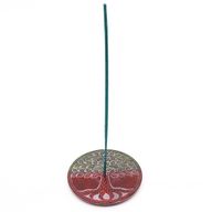 Porte-encens en pierre à savon Disque 10 cm - Arbre de Vie
