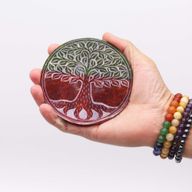 Porte-encens en pierre à savon Disque 10 cm - Arbre de Vie