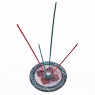 Porte-encens en pierre à savon Disque 12 cm - Quatre Pétales (porte cônes et bâtonnets)