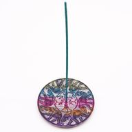 Porte-encens en pierre à savon Disque 12 cm - 6 Éléphants Porte-bonheur