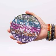 Porte-encens en pierre à savon Disque 12 cm - 6 Éléphants Porte-bonheur