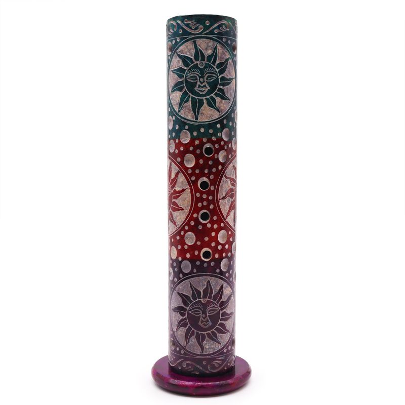 Porte-encens en pierre à savon Tour Ronde 25 cm - Soleils