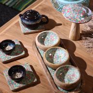 Ensembles de 4 sous-verres carrés - Motif carrelage méditerranéen