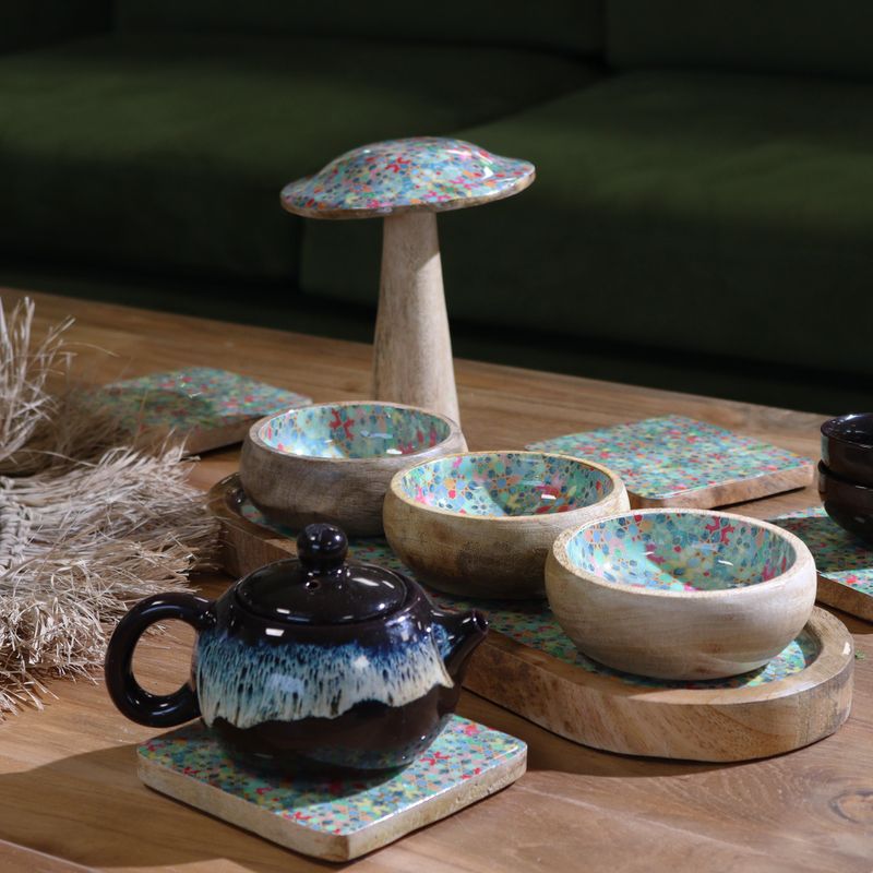 Ensembles de 4 sous-verres carrés - Motif carrelage méditerranéen