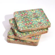 Ensembles de 4 sous-verres carrés - Motif carrelage méditerranéen