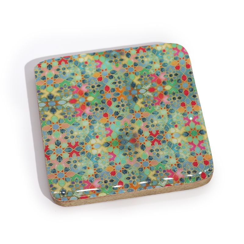 Ensembles de 4 sous-verres carrés - Motif carrelage méditerranéen