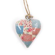 Petits cœurs décoratifs en bois - Bleu & rouge à carreaux (24)