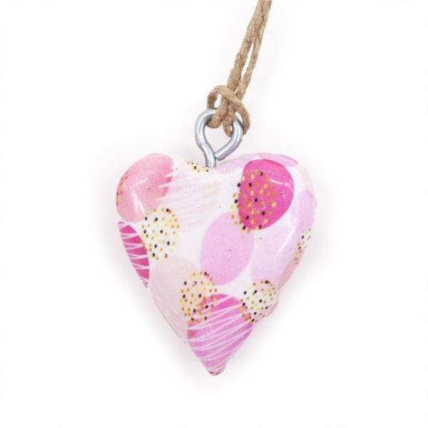 Petits cœurs décoratifs en bois - rose (24)