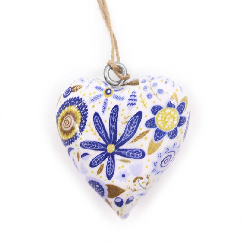 Grands cœurs décoratifs en bois - Fleurie bleue (24)