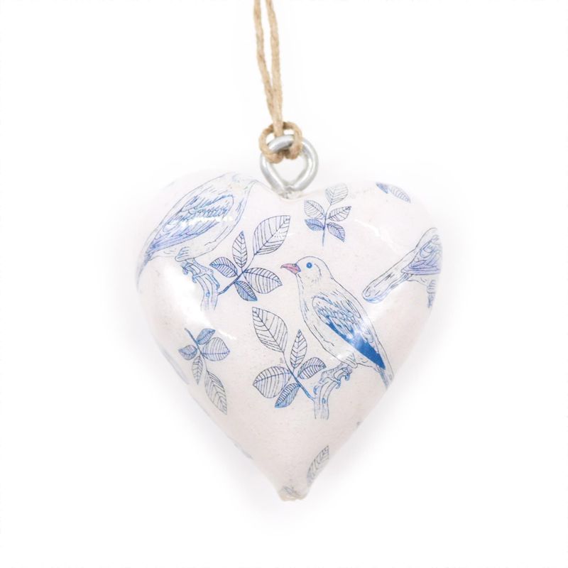 Grands cœurs décoratifs en bois - Oiseau bleu (24)