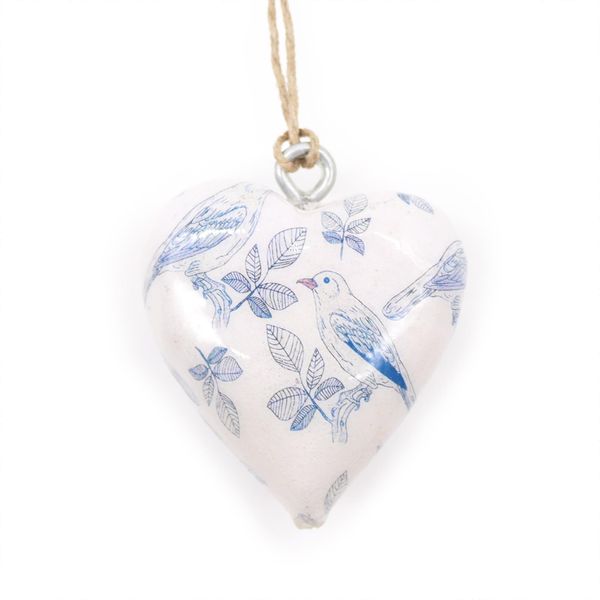Grands cœurs décoratifs en bois - Oiseau bleu (24)