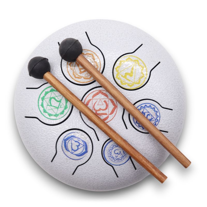 Tambour Tongue Drum en Acier 7 Chakras - 18 cm