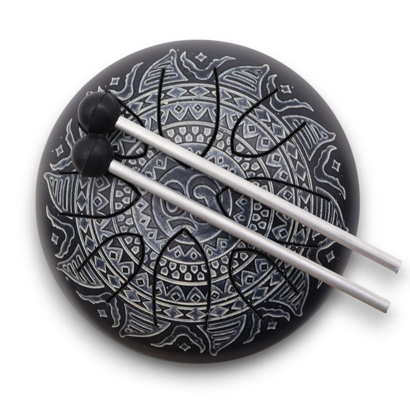 Tambour Tongue Drum en Acier OM Mandala Gravé - 16 cm