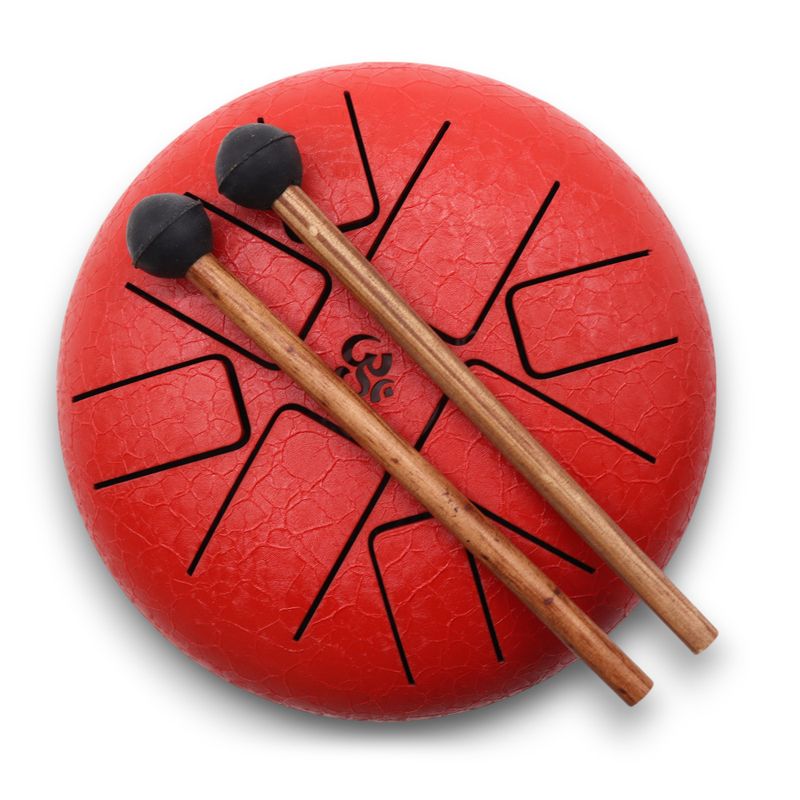 Tambour Tongue Drum en Acier OM Rouge - 16 cm