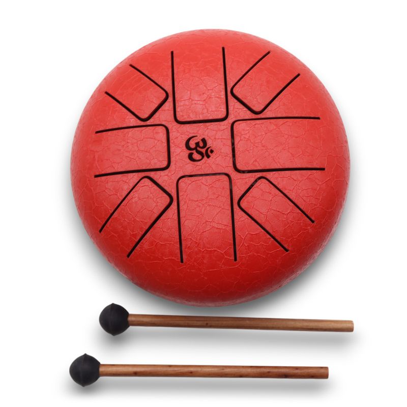 Tambour Tongue Drum en Acier OM Rouge - 16 cm