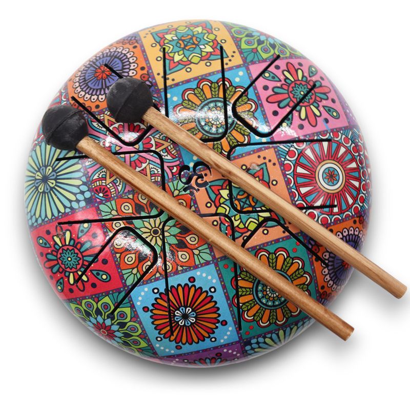 Tambour Tongue Drum en Acier Medium Multicolore - 17x13 cm