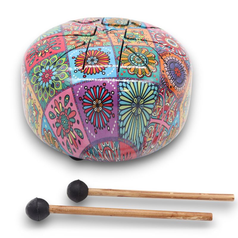 Tambour Tongue Drum en Acier Medium Multicolore - 17x13 cm