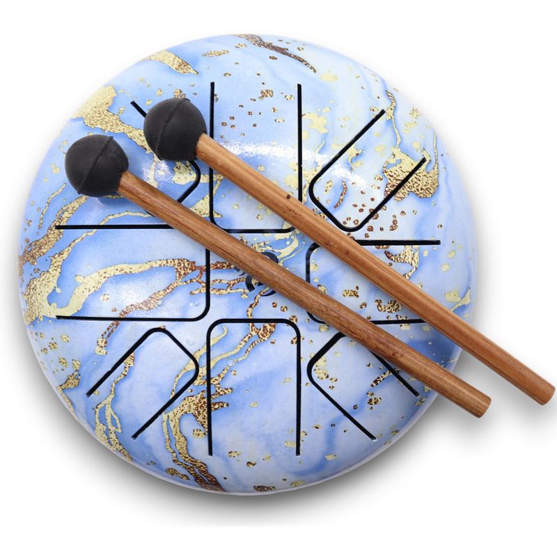Tambour Tongue Drum en Acier  Bleu Ciel - 17x13 cm