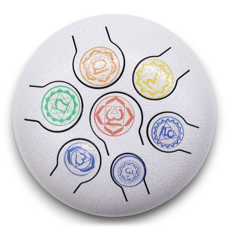 Tambour Tongue Drum en Acier Medium 7 Chakras - 17x13 cm