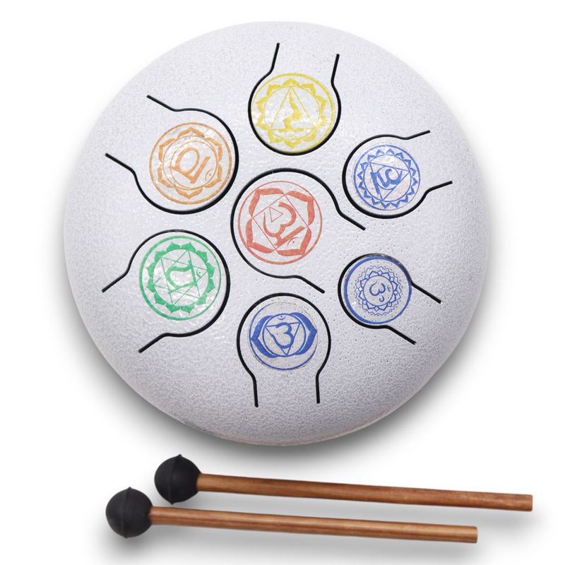 Tambour Tongue Drum en Acier Medium 7 Chakras - 17x13 cm