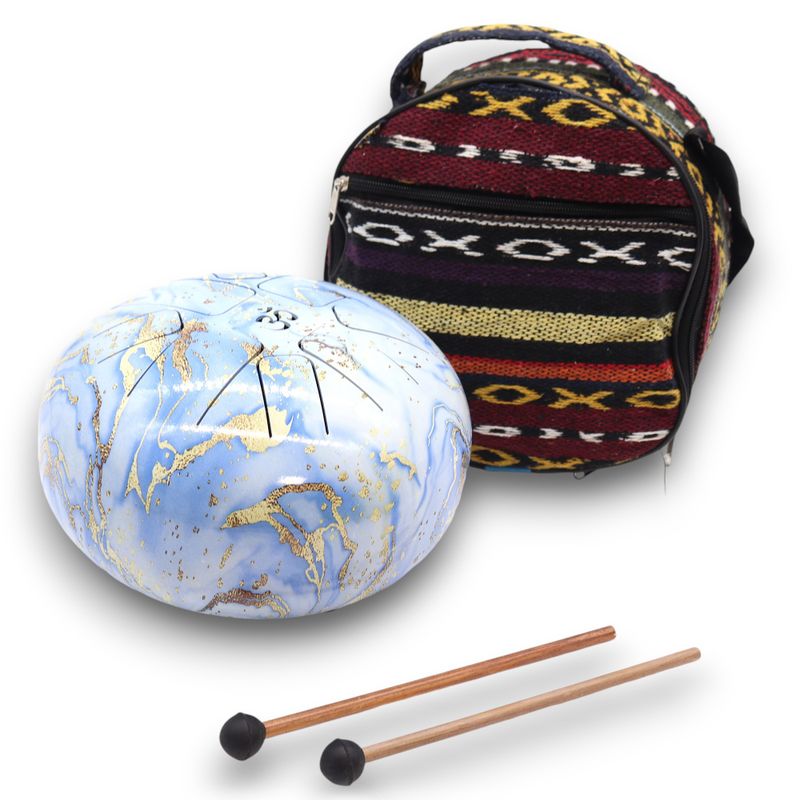 Tambour Tongue Drum en Acier Medium Bleu Ciel - 22x18 cm