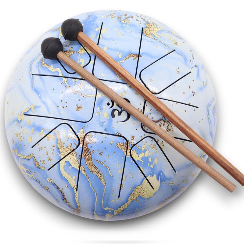 Tambour Tongue Drum en Acier Medium Bleu Ciel - 22x18 cm