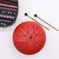 Tambour Tongue Drum en Acier Medium OM Rouge - 22x16 cm