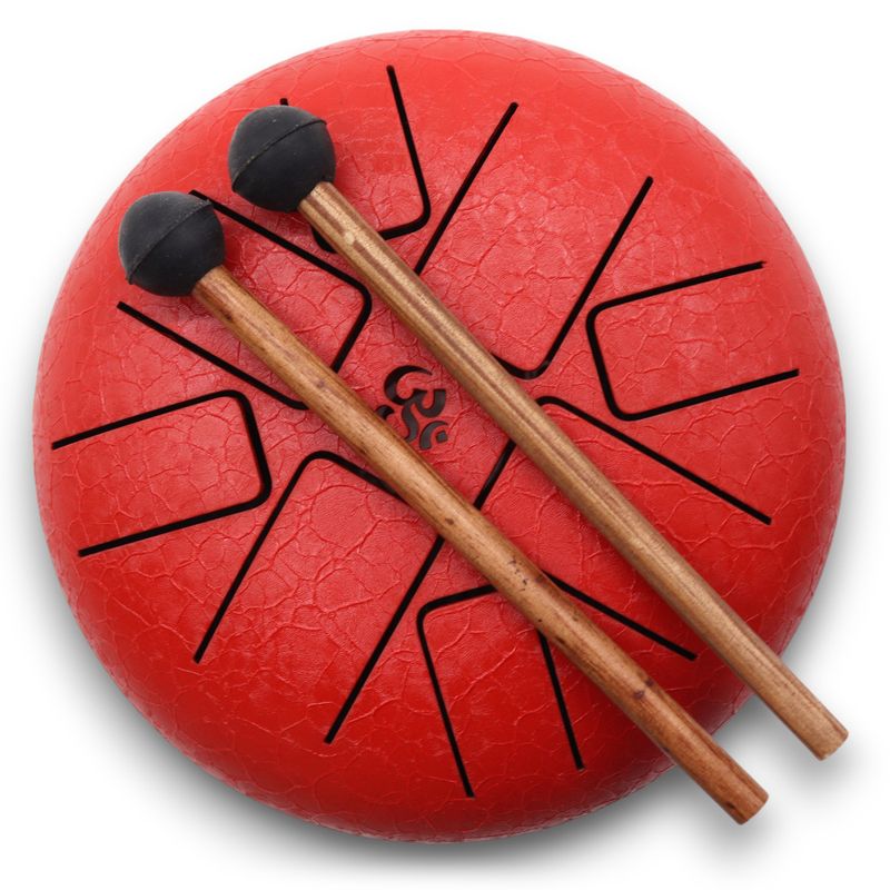 Tambour Tongue Drum en Acier Medium OM Rouge - 22x16 cm