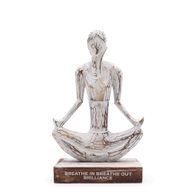 Dame de Yoga en Bois - Blanchi - Pose Facile - "Inspire Expire Brillance"