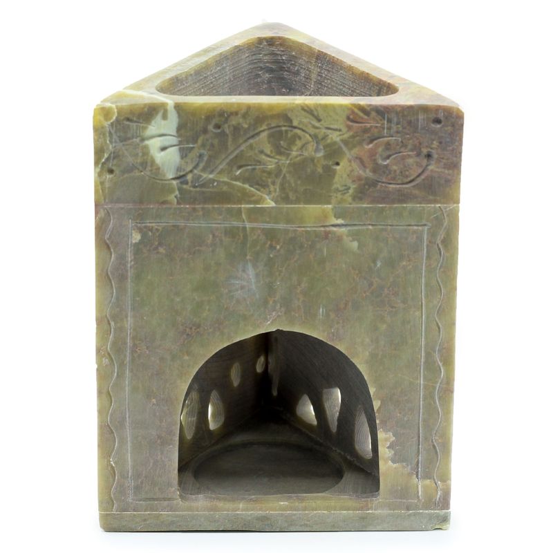 Brûleur d'Huile en Stéatite Triangulaire 11x9cm - Éléphant