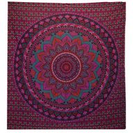 Couvre-lit en coton double + tenture murale - Mandala Classique - Violet
