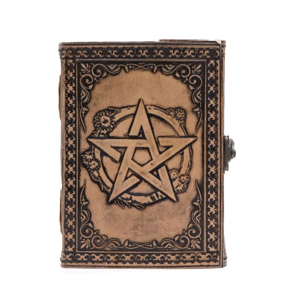 Cahier Ésotérique Pentacle - Gris - 200 Pages Bordure en Couture - 17,5x12,5x3cm