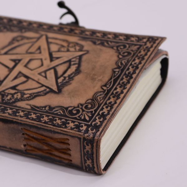 Cahier Ésotérique Pentacle - Gris - 200 Pages Bordure en Couture - 17,5x12,5x3cm