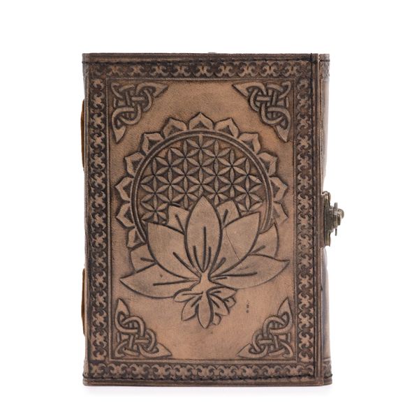 Cahier Ésotérique Mandala Lotus - Gris - 200 Pages Bordure en Couture - 17,5x12,5x3cm