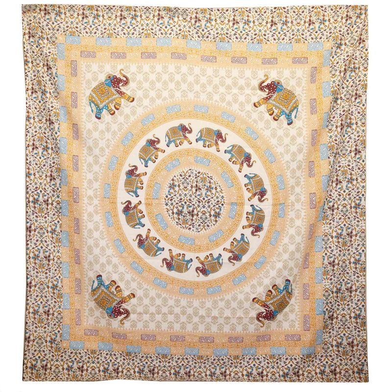 Tenture Murale / Drap - Mandala Élément - Marron/Orange sur Fond Crème