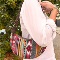Sac Hobo en Jacquard - Marron (sangle marron)